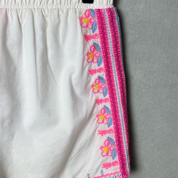Lilly Pulitzer Womens Katia Pink Embroidered Flower White Shorts Elastic Waist S - Picture 8 of 12